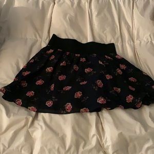Navy and pink floral, elastic band mini skirt, heritage 1981